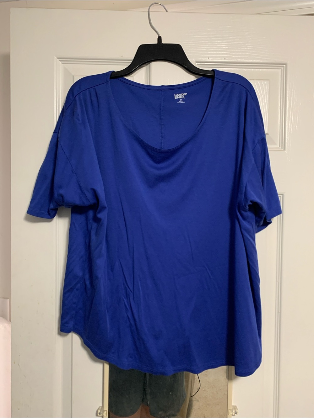 Lands' End Women's Scoop Neck Short Sleeve Top - Cobalt Blue